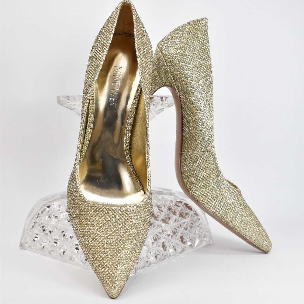 Nine West Gold Sparkle Heels